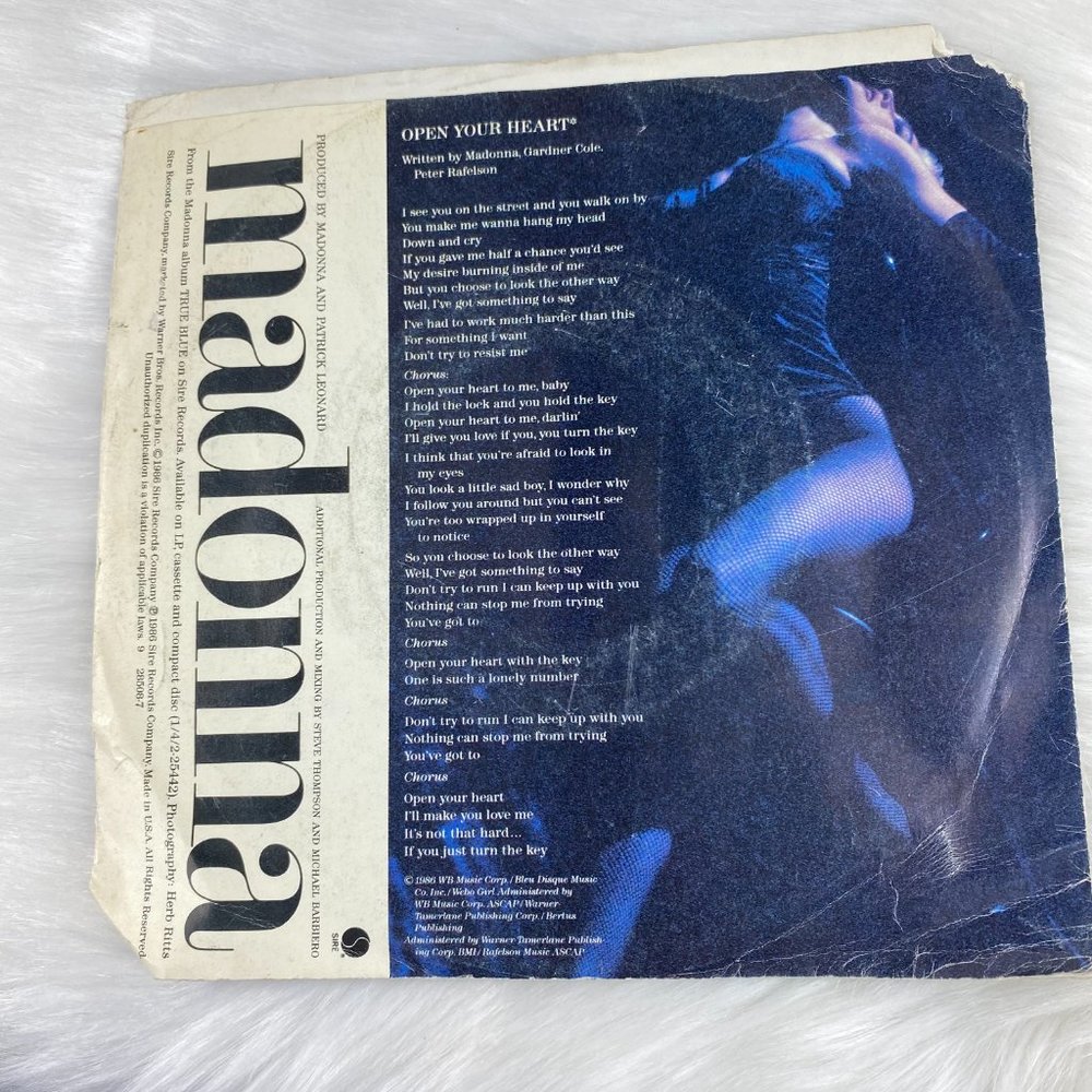 Madonna Open Your Heart, White Heat 1986 Sire 45 RPM Photo Sleeve - Picture 2 of 7